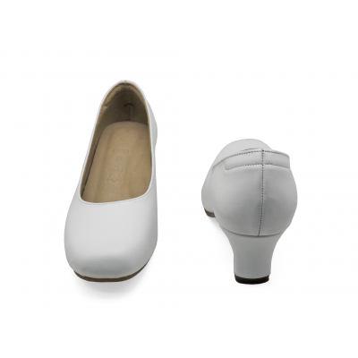 Women Courts Middle Heel SV-01 White Nappa